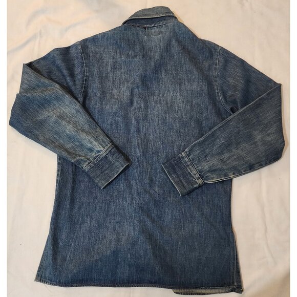 Vintage Levis Shirt Mens Medium Metal Button Denim Orange Tab 60's 70's Thick - Picture 9 of 11